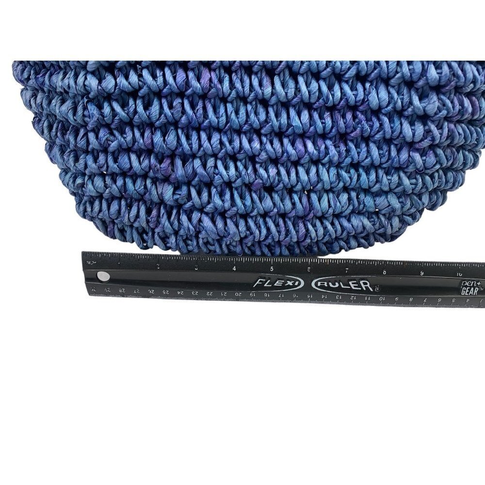 Women's Blue Wicker Handbag - Picture 6 of 7